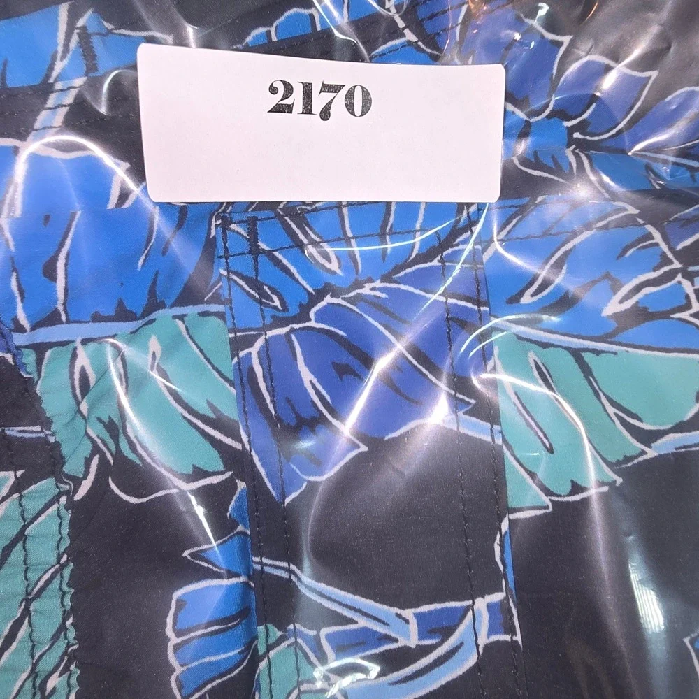 Reyn Spooner Mens Tropical Monstera Leaf Swim Trunks Blue Small Bamboo Charcoal